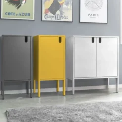 Tenzo Tables De Chevet Petit Meuble De Rangement En Bois H89cm Jaune Moutarde -Tables De Chevet Soldes petit meuble de rangement en bois h89cm jaune moutarde 1