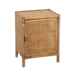 Calicosy Tables De Chevet Petite Armoire 1 Porte Rotin Naturel