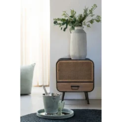 LANADECO Tables De Chevet Table 1 Tiroir Métal Noir Bois Naturel -Tables De Chevet Soldes table 1 tiroir metal noir bois naturel 1