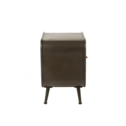 LANADECO Tables De Chevet Table 1 Tiroir Métal Noir Bois Naturel -Tables De Chevet Soldes table 1 tiroir metal noir bois naturel 2