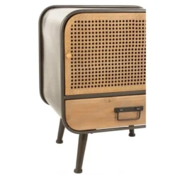 LANADECO Tables De Chevet Table 1 Tiroir Métal Noir Bois Naturel -Tables De Chevet Soldes table 1 tiroir metal noir bois naturel 4