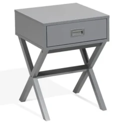 Beliani Tables De Chevet Table Basse Grise Avec Tiroir