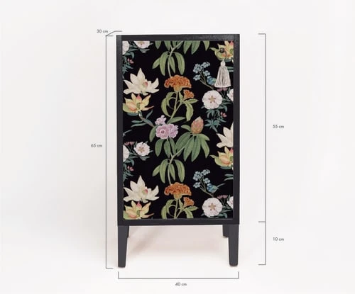 RNT By Really Nice Things Tables De Chevet Table De Bois De Pin Massif Et Imprimé Floral Sur Fond Noir Jara. 7 RNT By Really Nice Things Tables De Chevet Table De Bois De Pin Massif Et Imprimé Floral Sur Fond Noir Jara. – Image 5