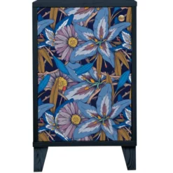 RNT By Really Nice Things Tables De Chevet Table De Bois En Pin Massif Avec Imprimé Floral Bleu Frida Garden