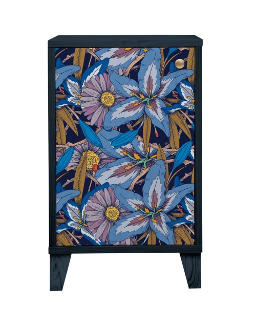 RNT By Really Nice Things Tables De Chevet Table De Bois En Pin Massif Avec Imprimé Floral Bleu Frida Garden 3 RNT By Really Nice Things Tables De Chevet Table De Bois En Pin Massif Avec Imprimé Floral Bleu Frida Garden