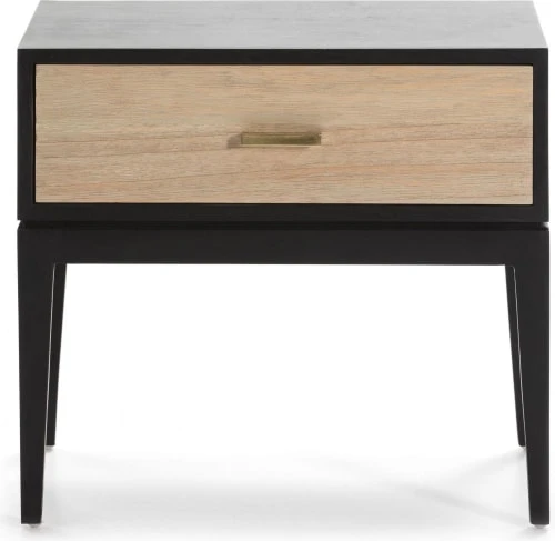 Thai Natura Tables De Chevet Table De Chever 1 Tiroir En Bois Clair Cérusé Et Noir 5 Thai Natura Tables De Chevet Table De Chever 1 Tiroir En Bois Clair Cérusé Et Noir – Image 3