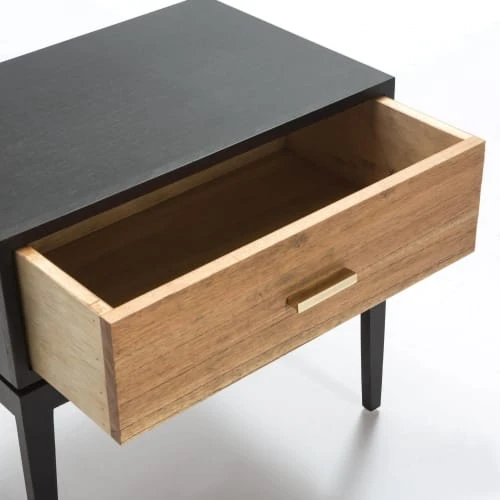 Thai Natura Tables De Chevet Table De Chever 1 Tiroir En Bois Foncé Cérusé Et Noir 4 Thai Natura Tables De Chevet Table De Chever 1 Tiroir En Bois Foncé Cérusé Et Noir – Image 2