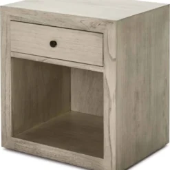 Thai Natura Tables De Chevet Table De Chevet 1 Niche 1 Tiroir En Bois Clair Gris