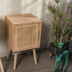 Nordlys Tables De Chevet Table De Chevet 1 Porte En Rotin Naturel -Tables De Chevet Soldes table de chevet 1 porte en rotin naturel 1