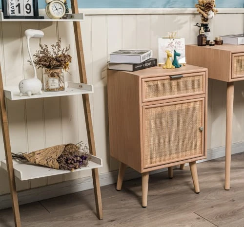Nordlys Tables De Chevet Table De Chevet 1 Porte Et 1 Tiroir En Rotin Naturel 4 Nordlys Tables De Chevet Table De Chevet 1 Porte Et 1 Tiroir En Rotin Naturel – Image 2