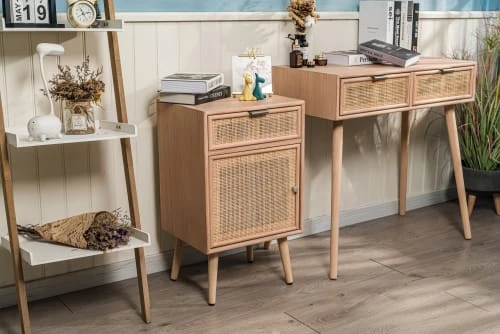 Nordlys Tables De Chevet Table De Chevet 1 Porte Et 1 Tiroir En Rotin Naturel 5 Nordlys Tables De Chevet Table De Chevet 1 Porte Et 1 Tiroir En Rotin Naturel – Image 3