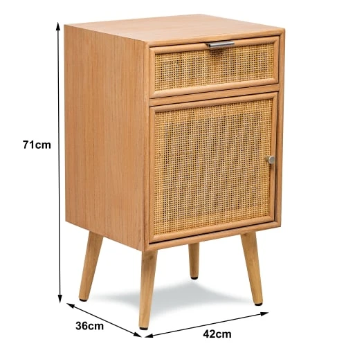 Nordlys Tables De Chevet Table De Chevet 1 Porte Et 1 Tiroir En Rotin Naturel 7 Nordlys Tables De Chevet Table De Chevet 1 Porte Et 1 Tiroir En Rotin Naturel – Image 5