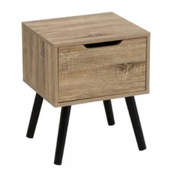 Wadiga Tables De Chevet Table De Chevet 1 Tiroir Bois Et Noir