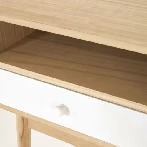 Maisons Du Monde Tables De Chevet Table De Chevet 1 Tiroir Coloris Blanc Et Naturel 5 Maisons Du Monde Tables De Chevet Table De Chevet 1 Tiroir Coloris Blanc Et Naturel – Image 3