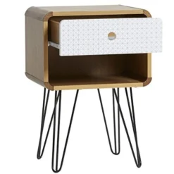 HOMN Tables De Chevet Table De Chevet 1 Tiroir, Couleur Chêne, Pieds En Métal En Noir 10 HOMN Tables De Chevet Table De Chevet 1 Tiroir, Couleur Chêne, Pieds En Métal En Noir -Tables De Chevet Soldes table de chevet 1 tiroir couleur chene pieds en metal en noir 2