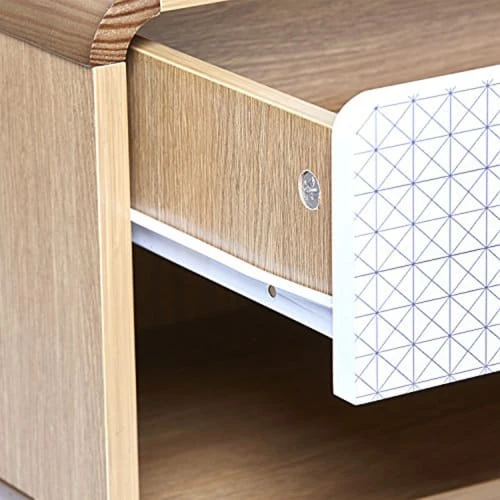 HOMN Tables De Chevet Table De Chevet 1 Tiroir, Couleur Chêne, Pieds En Métal En Noir 7 HOMN Tables De Chevet Table De Chevet 1 Tiroir, Couleur Chêne, Pieds En Métal En Noir – Image 5