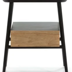 Thai Natura Tables De Chevet Table De Chevet 1 Tiroir Couleur Noir Et Bois Clair -Tables De Chevet Soldes table de chevet 1 tiroir couleur noir et bois clair 2