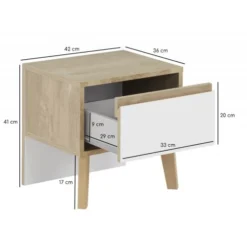 Meubletmoi Tables De Chevet Table De Chevet 1 Tiroir Décor Chêne Et Blanc -Tables De Chevet Soldes table de chevet 1 tiroir decor chene et blanc 3