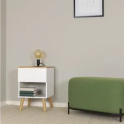 Meubles & Design Tables De Chevet Table De Chevet 1 Tiroir En Bois Blanc -Tables De Chevet Soldes table de chevet 1 tiroir en bois blanc 1