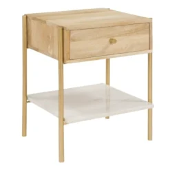 Rendez Vous Déco Tables De Chevet Table De Chevet 1 Tiroir En Bois De Manguier Et Marbre -Tables De Chevet Soldes table de chevet 1 tiroir en bois de manguier et marbre 4
