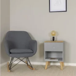 Meubles & Design Tables De Chevet Table De Chevet 1 Tiroir En Bois Gris -Tables De Chevet Soldes table de chevet 1 tiroir en bois gris 4