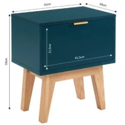 ELLE Décoration Tables De Chevet Table De Chevet 1 Tiroir - Laqué Bleu Canard -Tables De Chevet Soldes table de chevet 1 tiroir laque bleu canard 4