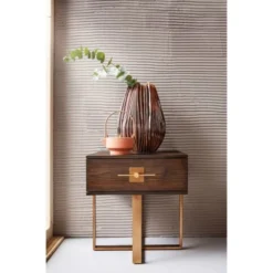 Kare Design Tables De Chevet Table De Chevet 1 Tiroir Rétro Marron Et Acier Doré -Tables De Chevet Soldes table de chevet 1 tiroir retro marron et acier dore 1