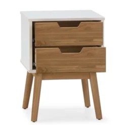 HOMN Tables De Chevet Table De Chevet 2 Tiroirs Blanc/bois, Bois De Pin Massif 9 HOMN Tables De Chevet Table De Chevet 2 Tiroirs Blanc/bois, Bois De Pin Massif -Tables De Chevet Soldes table de chevet 2 tiroirs blanc bois bois de pin massif 2