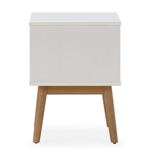 HOMN Tables De Chevet Table De Chevet 2 Tiroirs Blanc/bois, Bois De Pin Massif 6 HOMN Tables De Chevet Table De Chevet 2 Tiroirs Blanc/bois, Bois De Pin Massif – Image 5