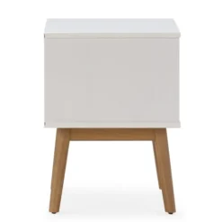 HOMN Tables De Chevet Table De Chevet 2 Tiroirs Blanc, Bois De Pin Massif -Tables De Chevet Soldes table de chevet 2 tiroirs blanc bois de pin massif 4