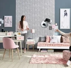 Maisons Du Monde Tables De Chevet Table De Chevet 2 Tiroirs Blanche Et Rose -Tables De Chevet Soldes table de chevet 2 tiroirs blanche et rose 1000 14 36 150260 8