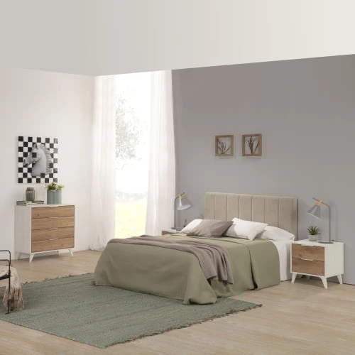 HOMN Tables De Chevet Table De Chevet 2 Tiroirs Couleur Blanc/bois 7 HOMN Tables De Chevet Table De Chevet 2 Tiroirs Couleur Blanc/bois – Image 5