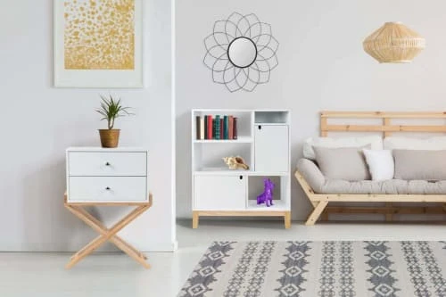 ReCollection Tables De Chevet Table De Chevet 2 Tiroirs Couleur Blanc Et Bois Clair 4 ReCollection Tables De Chevet Table De Chevet 2 Tiroirs Couleur Blanc Et Bois Clair – Image 2