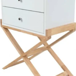 ReCollection Tables De Chevet Table De Chevet 2 Tiroirs Couleur Blanc Et Bois Clair