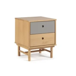 HOMN Tables De Chevet Table De Chevet 2 Tiroirs Couleur Bois Et Gris, Bois Massif 13 HOMN Tables De Chevet Table De Chevet 2 Tiroirs Couleur Bois Et Gris, Bois Massif -Tables De Chevet Soldes table de chevet 2 tiroirs couleur bois et gris bois massif 16