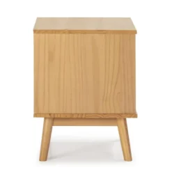 HOMN Tables De Chevet Table De Chevet 2 Tiroirs Couleur Bois Et Gris, Bois Massif -Tables De Chevet Soldes table de chevet 2 tiroirs couleur bois et gris bois massif 4