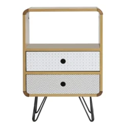 HOMN Tables De Chevet Table De Chevet 2 Tiroirs, Couleur Chêne, Pieds En Métal Noir 10 HOMN Tables De Chevet Table De Chevet 2 Tiroirs, Couleur Chêne, Pieds En Métal Noir -Tables De Chevet Soldes table de chevet 2 tiroirs couleur chene pieds en metal noir 2