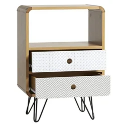 HOMN Tables De Chevet Table De Chevet 2 Tiroirs, Couleur Chêne, Pieds En Métal Noir 11 HOMN Tables De Chevet Table De Chevet 2 Tiroirs, Couleur Chêne, Pieds En Métal Noir -Tables De Chevet Soldes table de chevet 2 tiroirs couleur chene pieds en metal noir 3