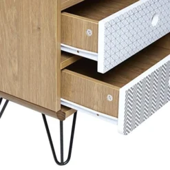 HOMN Tables De Chevet Table De Chevet 2 Tiroirs, Couleur Chêne, Pieds En Métal Noir 12 HOMN Tables De Chevet Table De Chevet 2 Tiroirs, Couleur Chêne, Pieds En Métal Noir -Tables De Chevet Soldes table de chevet 2 tiroirs couleur chene pieds en metal noir 4