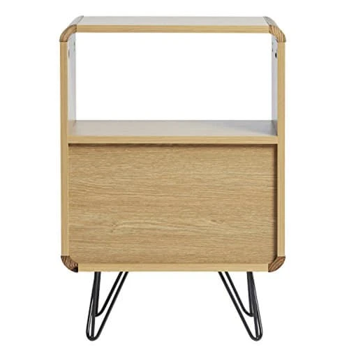 HOMN Tables De Chevet Table De Chevet 2 Tiroirs, Couleur Chêne, Pieds En Métal Noir 8 HOMN Tables De Chevet Table De Chevet 2 Tiroirs, Couleur Chêne, Pieds En Métal Noir – Image 6