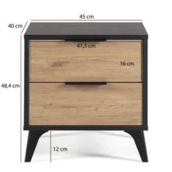 HOMN Tables De Chevet Table De Chevet 2 Tiroirs Couleur Noire/bois 11 HOMN Tables De Chevet Table De Chevet 2 Tiroirs Couleur Noire/bois -Tables De Chevet Soldes table de chevet 2 tiroirs couleur noire bois 3