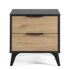 HOMN Tables De Chevet Table De Chevet 2 Tiroirs Couleur Noire/bois 13 HOMN Tables De Chevet Table De Chevet 2 Tiroirs Couleur Noire/bois -Tables De Chevet Soldes table de chevet 2 tiroirs couleur noire bois 5