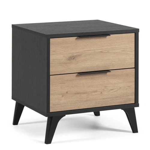 HOMN Tables De Chevet Table De Chevet 2 Tiroirs Couleur Noire/bois 3 HOMN Tables De Chevet Table De Chevet 2 Tiroirs Couleur Noire/bois