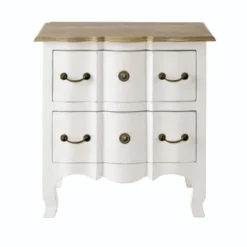 Maisons Du Monde Tables De Chevet Table De Chevet 2 Tiroirs En Acacia Et Manguier Blanche