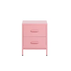 Beliani Tables De Chevet Table De Chevet 2 Tiroirs En Acier Rose -Tables De Chevet Soldes table de chevet 2 tiroirs en acier rose 4