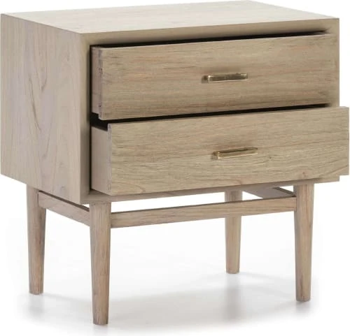 Thai Natura Tables De Chevet Table De Chevet 2 Tiroirs En Bois Clair Cérusé 4 Thai Natura Tables De Chevet Table De Chevet 2 Tiroirs En Bois Clair Cérusé – Image 2