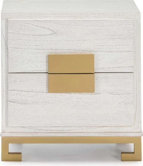 Thai Natura Tables De Chevet Table De Chevet 2 Tiroirs En Bois Couleur Blanc Et Doré 4 Thai Natura Tables De Chevet Table De Chevet 2 Tiroirs En Bois Couleur Blanc Et Doré – Image 2