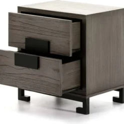 Thai Natura Tables De Chevet Table De Chevet 2 Tiroirs En Bois Couleur Gris Et Doré -Tables De Chevet Soldes table de chevet 2 tiroirs en bois couleur gris et dore 4