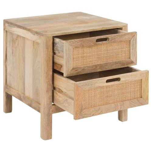 Rendez Vous Déco Tables De Chevet Table De Chevet 2 Tiroirs En Bois De Manguier Et Cannage 4 Rendez Vous Déco Tables De Chevet Table De Chevet 2 Tiroirs En Bois De Manguier Et Cannage – Image 2