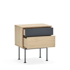 TEULAT Tables De Chevet Table De Chevet 2 Tiroirs En Bois Et Métal Gris Anthracite -Tables De Chevet Soldes table de chevet 2 tiroirs en bois et metal gris anthracite 2